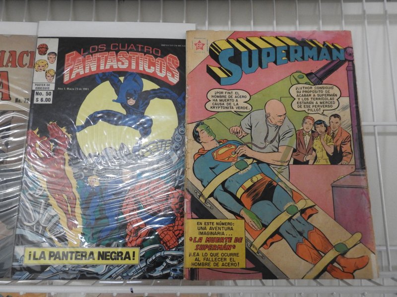 Lot of 10 Spanish Comics W/ Superman, Spider-Man, Fantastic Four, +More! Avg VG+