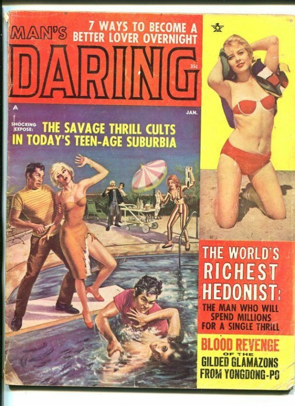 MAN'S DARING-JUNE 1964-PULP VIIOLENCE-BASIL GOGOS-TEEN-AGE THRILL CULT-pr/fr