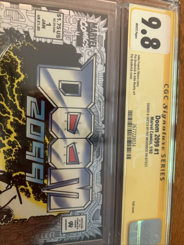 Doom 2099 (1993) # 1 (CGC 9.8 SS) Pat Broderick Signed Sketch