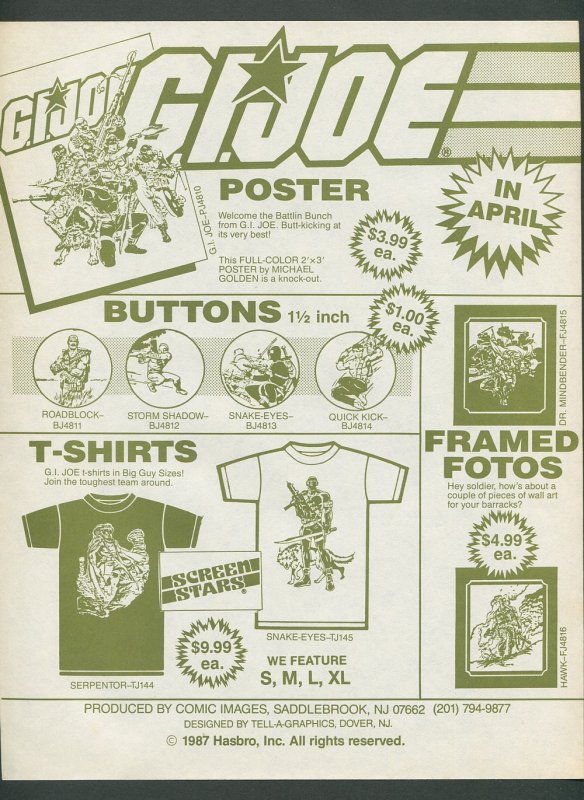 GI Joe Promo Flyer from 1987