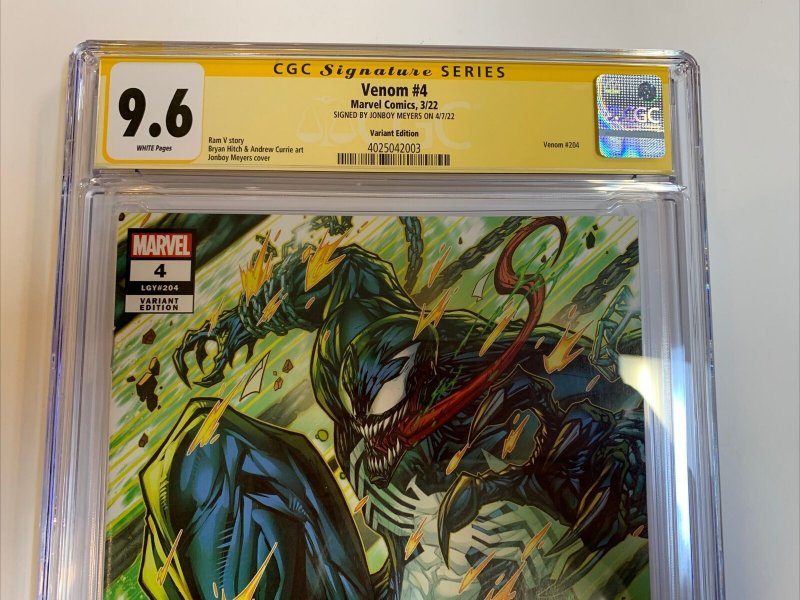 Venom (2022) # 4 (CGC SS 9.6) Signed Jonboy Meyers (1:25)