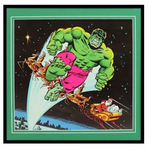 VINTAGE 1975 Marvel Incredible Hulk & Santa Claus Framed 12x12 Poster Display 