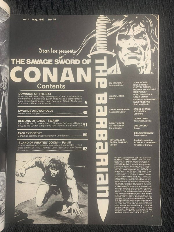 1982 SAVAGE SWORD OF CONAN Magazine #76 FN 6.0 John Buscema