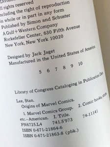 Origins of Marvel Comics by Stan Lee (1974) Fireside / Simon & Schuster
