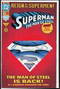 Superman: The Man of Steel #22 Die-Cut Cover (1993) Steel [Key Issue]