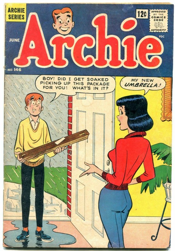 Archie Comics #146 1964- Umbrella gag cover- Betty & Veronica G/VG | Comic Books - Silver Age, Archie Comics, Betty & Veronica, Cartoon Character / HipComic Archie Comics #146 1964- Umbrella gag cover- Betty & Veronica G/VG | Comic Books - Silver Age, Archie Comics, Betty & Veronica, Cartoon Character / HipComic
