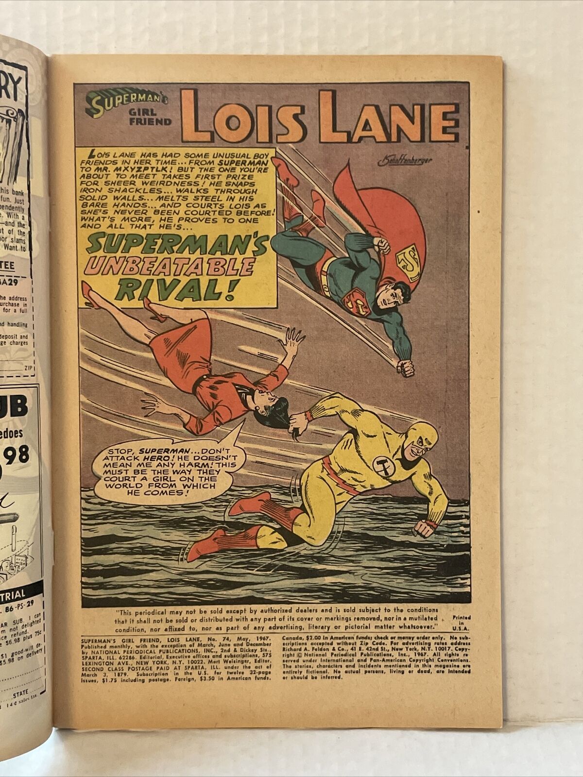 Supermans Girlfriend Lois Lane 74 1st Bizarro Flash Comic Books Silver Age Dc Comics 2659