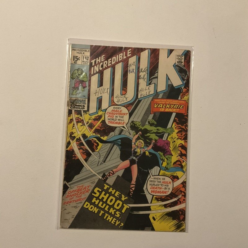 Incredible Hulk 142 Very Good+ Vf+ 4.5 Ink On Cover Marvel 1971