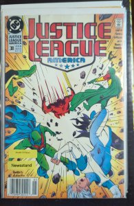 Justice League America #38 Newsstand Edition (1990)