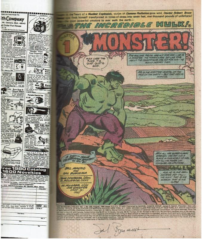 Incredible Hulk #250, 9.0or Better, Signed by Sal Buscema (2)