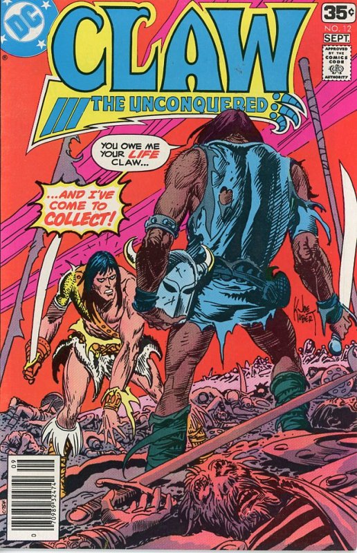 Claw the Unconquered 12  VF  1978  Kubert Cover!  Last Issue!!