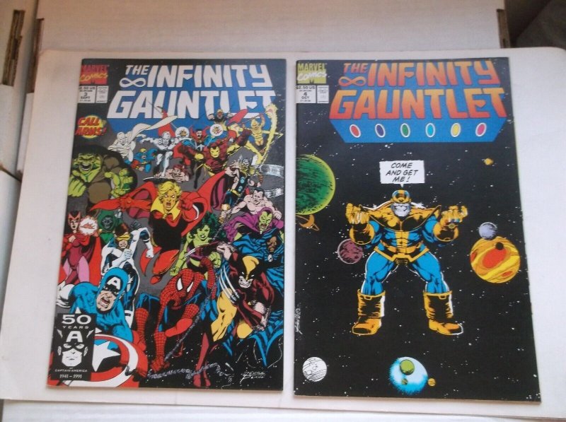 MARVEL: INFINITY GAUNTLET #1(SIGNED)-6 & INFINITY WAR #1-6, COMPLETE SETS, 1991! 