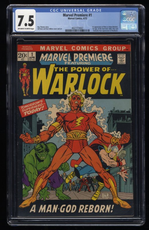 Marvel Premiere (1972) #1 CGC VF- 7.5 1st Appearance HIM as Adam Warlock!