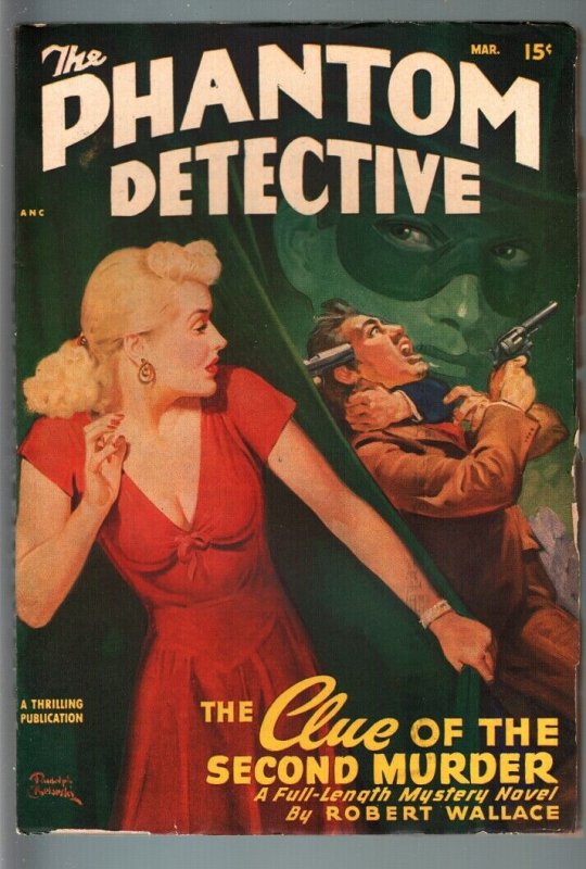 PHANTOM DETECTIVE-MAR 1948-WILD ACTION--HARDBOILED PULP HERO--ROBERT WALLACE FN 