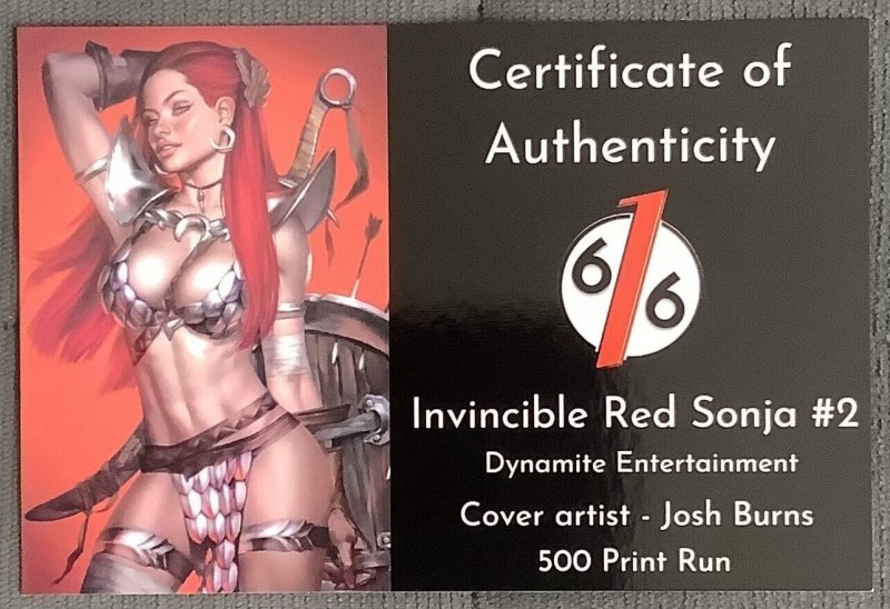 Invincible Red Sonja #2 The 616 Comics Ed. (2021, Dynamite) 500 Print Run. NM+