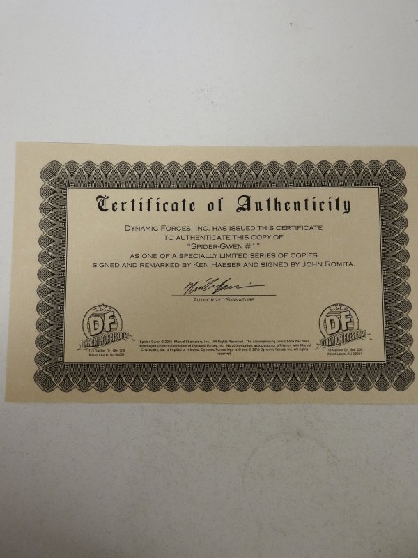 Spider-Gwen #1 Blank Cover (2015) NM Condition! Signed by Romita! Dynamic Forces