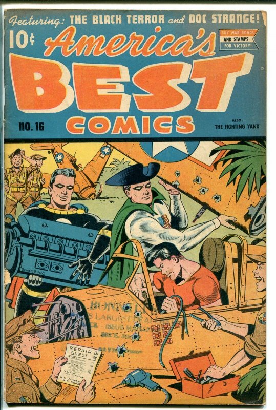 AMERICA'S BEST #16 1945-NEDOR-BLACK TERROR-FIGHTING YANK-CLASSIC ISSUE-vg