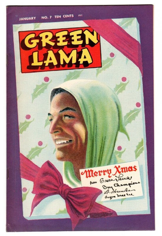 GREEN LAMA #7 comic book-1946-SPARK-WWII-MAC RAYBOY-Christmas cover