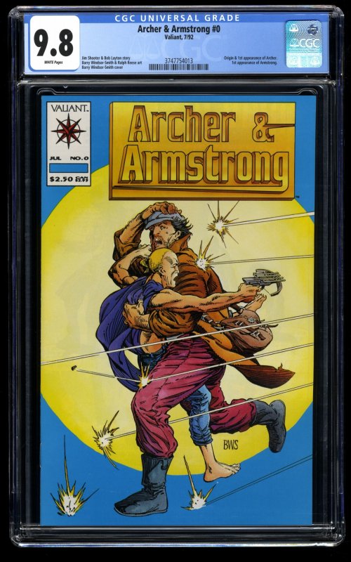 Archer & Armstrong #0 CGC NM/M 9.8 White Pages 1st Archer!  1st Armstrong!