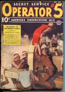 Operator #5  1/1938-Popular-bondage cover-hero pulp-mongrel hordes-VG