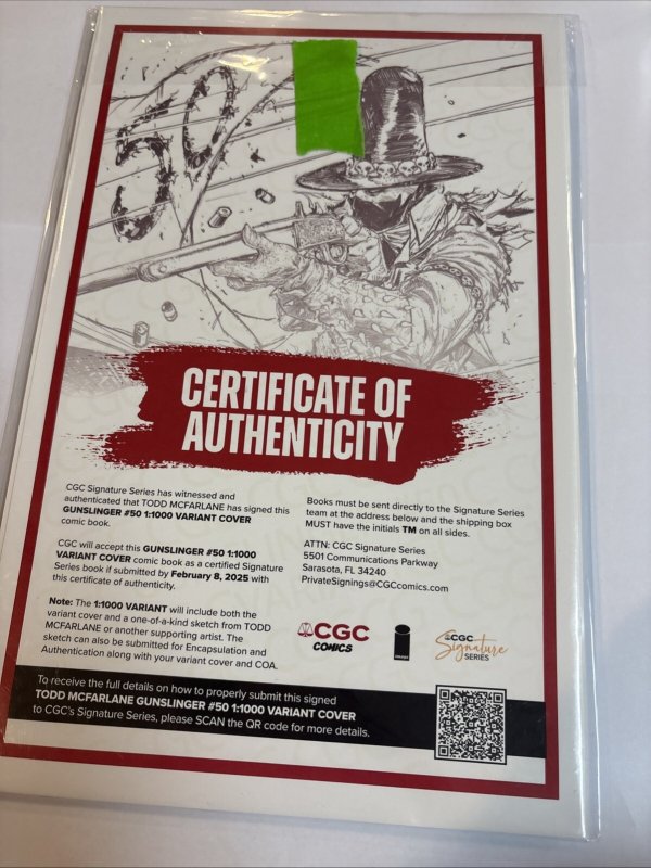 Gunslinger Spawn 50 1:1000 Signed Todd McFarlane COA + Carlos Barberi Original