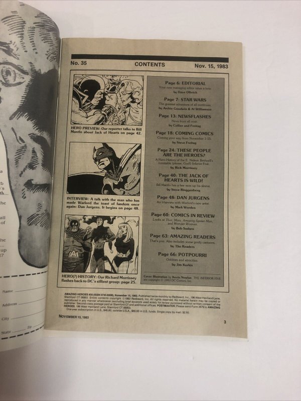 Amazing Heroes (1984) # 35 ( Fine) 1st App Black Costume Predate Amazing 252