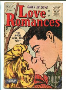 LOVE ROMANCES #57 1956-ATLAS-SPICY GOOD GIRL ART-LIP LOCK-vg minus