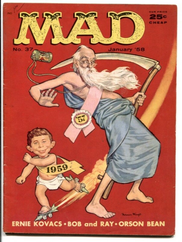 Mad Magazine #37 1958-NEW YEAR'S COVER BY MINGO- VG/F