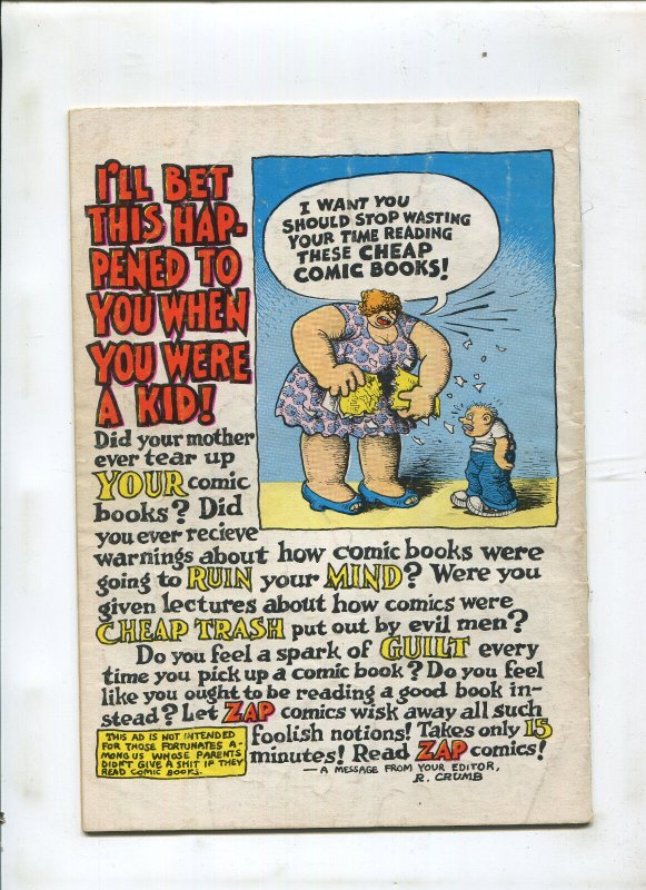 ZAP COMICS #0 (4.5) 2ND PRINT! HTF