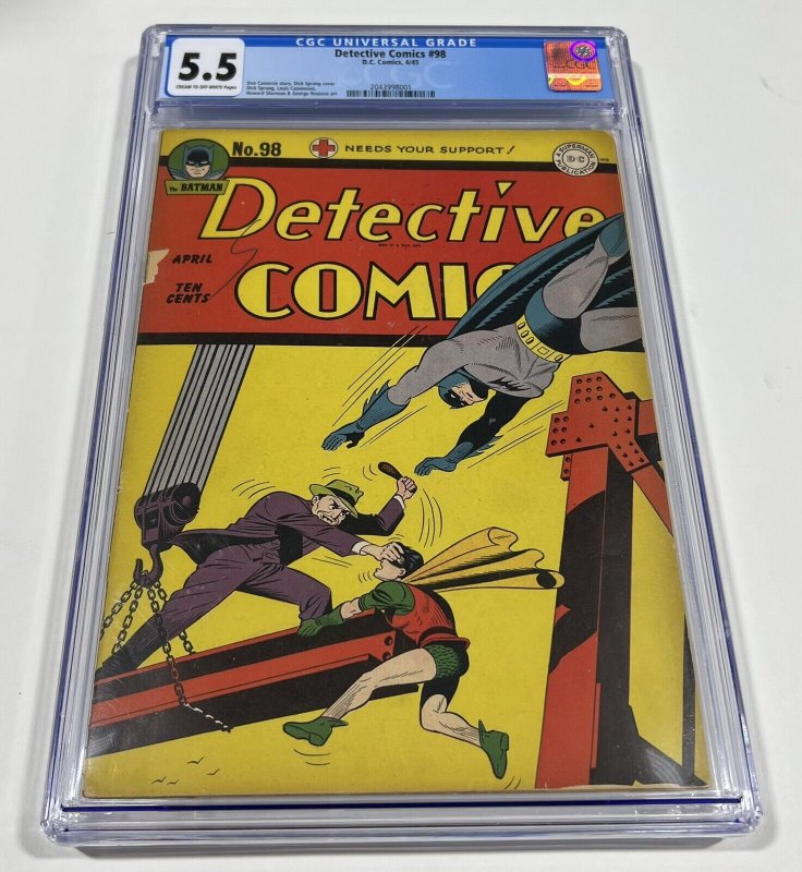 Detective comics 98 cgc 5.5 DC comics 1945 Cr/ow Pages Golden Age Batman!