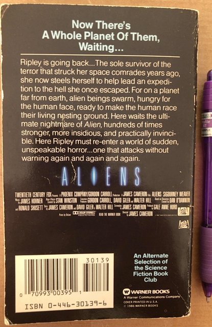 Aliens PB, 1986,247p… in space!(con’t below)