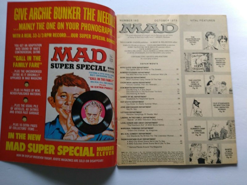 MAD Magazine Oct 1973 No 162 The Heartbreak Kid Movie Maude TV Show Satire