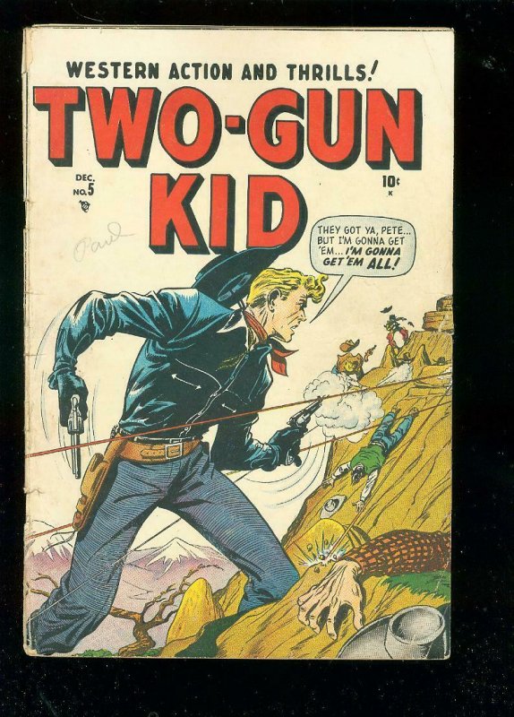 TWO-GUN KID #5 1948-MARVEL-WERTHAM-BLACK RIDER-SPANKING VG- 