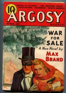 Argosy Pulp April 24 1937- War For Sale- Belarski cover VG/F