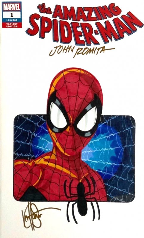 AMAZING SPIDER-MAN #1 SIGNED/REMARKED IN GOLD BY KEN HAESER/JOHN ROMITA W/COA.