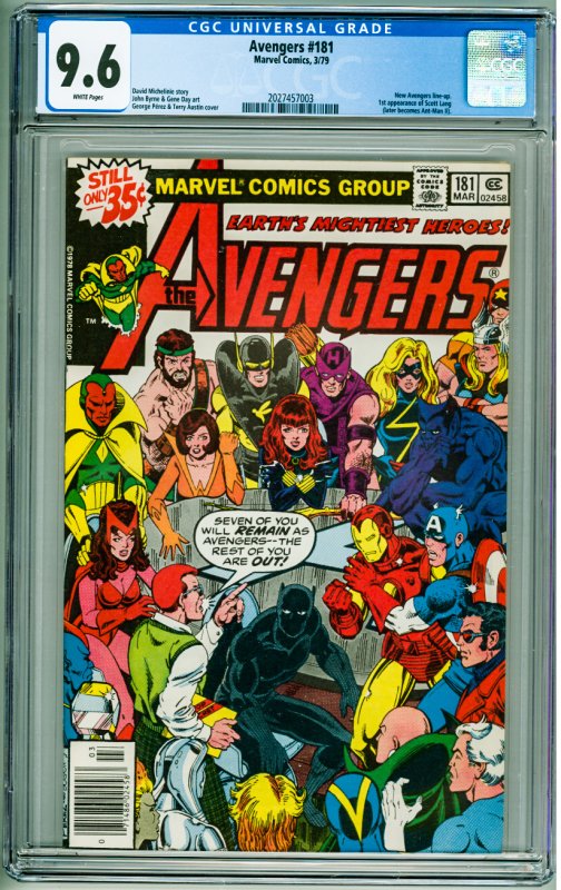 The Avengers #181 (1979) CGC 9.6! White Pages! 1st Appearance of Scott Lang!