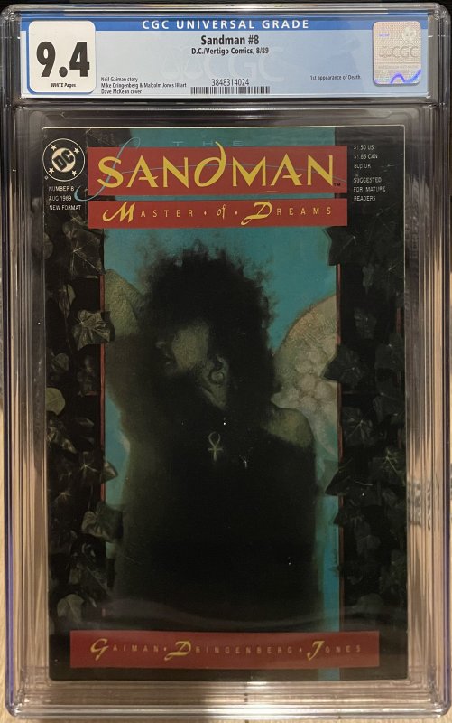 Sandman #8 DC Vertigo (1989) CGC 9.4 NM Gaiman 1st App Death Netflix