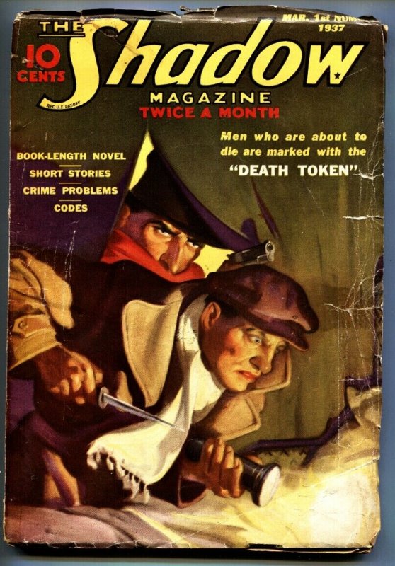 SHADOW 1937 March 1 -Hook McGuire- STREET AND SMITH-RARE PULP vg