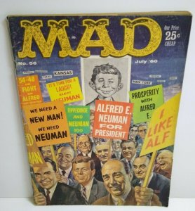 MAD Magazine July 1960 No 56 Original Vintage Comic TEARS Alfred For President