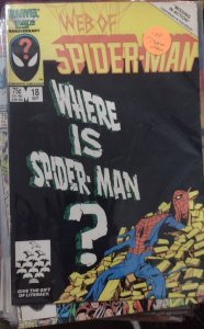 Web of spider-man # 18  1986 marvel disney where is spiderman  venom cameo key