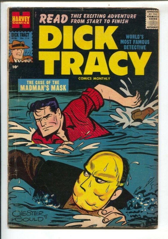 Dick Tracy #114 1957-Harvey-Chester Gould art-crime stories-Madman's Mask-VG+
