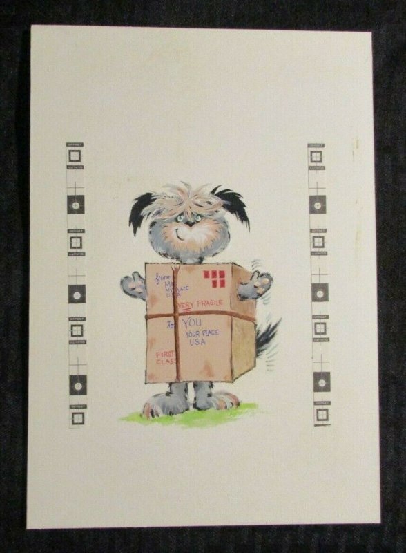 BIRTHDAY Painted Dog as First Class Package 7.5x10.5 Greeting Card Art #8448