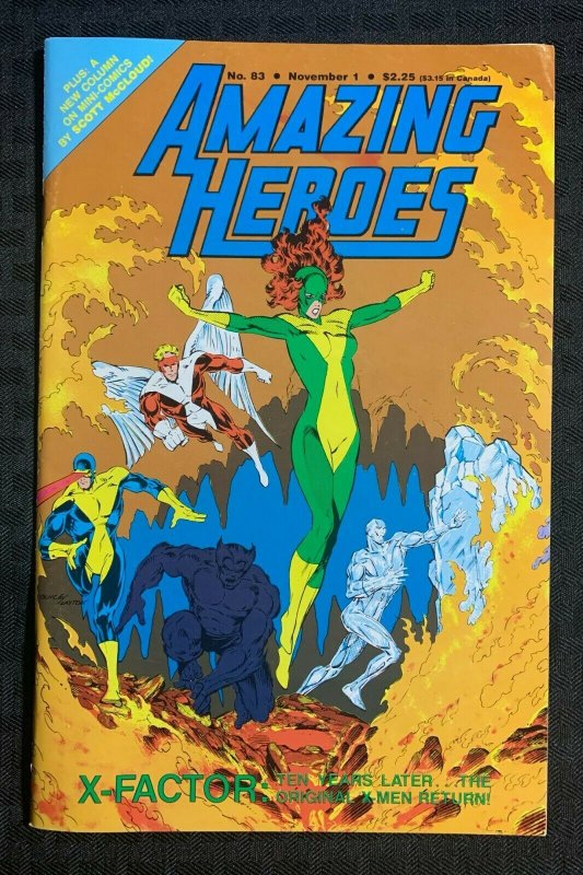 1985 Nov AMAZING HEROES Magazine #83 FN+ 6.5 X-Factor / Bloodstone