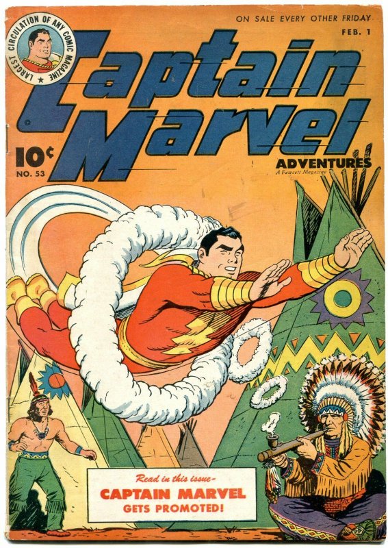 Captain Marvel Adventures #53 1946- Peace Pipe cover- Golden Age FN- 