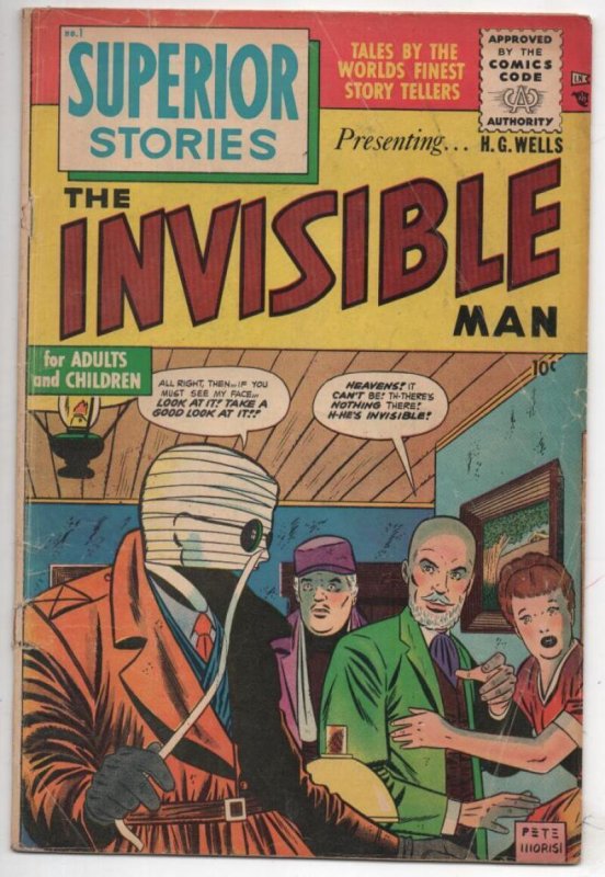 Superior Stories - The INVISIBLE MAN #1, FR, H G Wells, Nesbit, 1955, more GA in