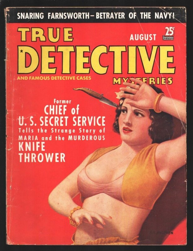 True Detective 8/1937A.R. McCowen spicy  Good Girl art cover-Al Capone-Smuggl...