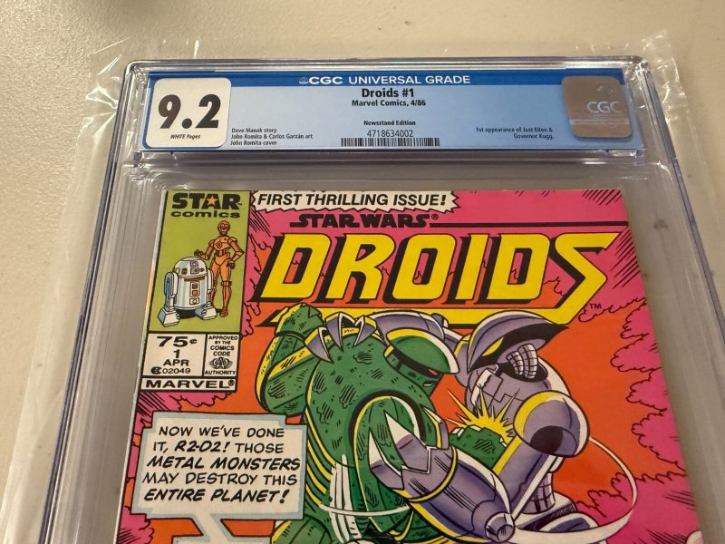 Droids # 1 CGC Graded 9.2 Marvel Star Comic Book Star Wars Newsstand R2D2 JH34