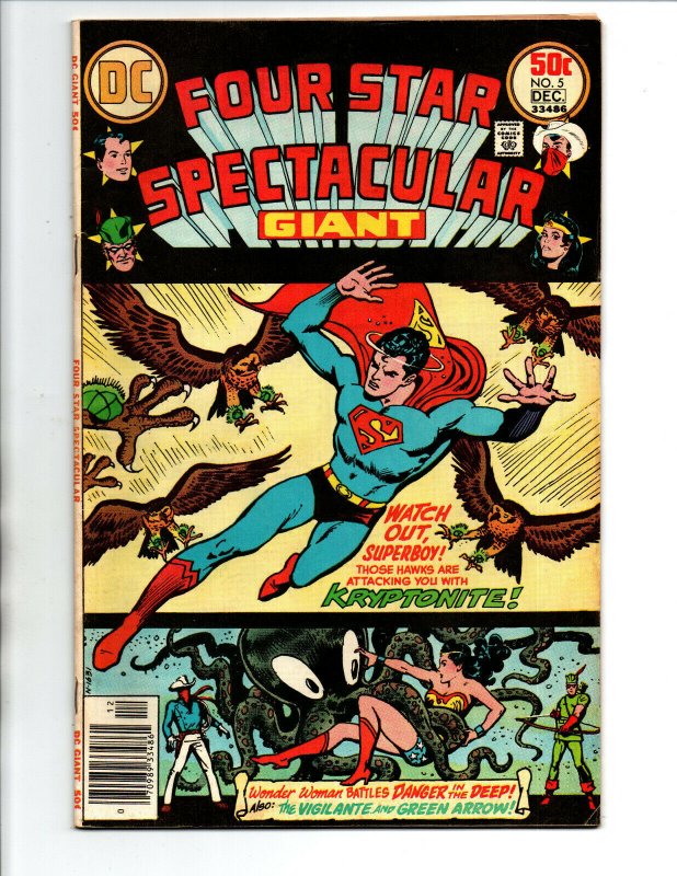 Four Star Spectacular #5 newsstand - Superman Wonder Woman Green Arrow - 1976 FN