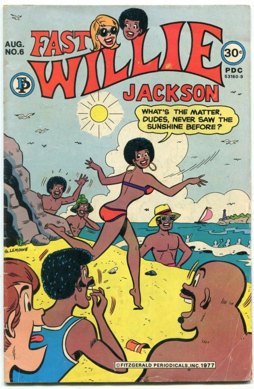 Fast Willie Jackson #6 1977- Black Archie type- Rare comic-  VG 