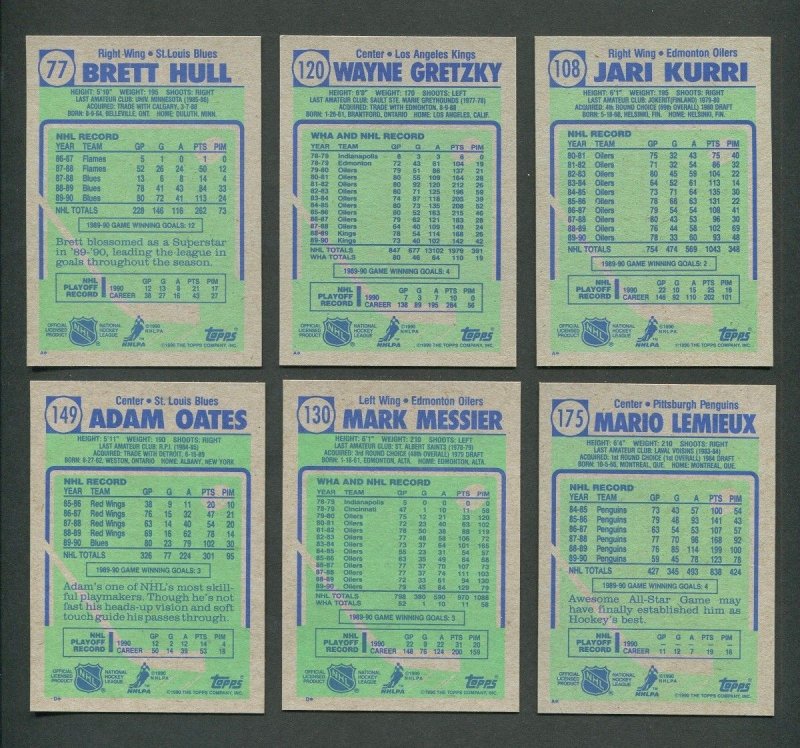 1990 Topps Hockey Set (396) Wayne Gretzky MINT